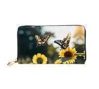 JDFHGNU Papillon sur motif tournesol, portefeuille pour femme, portefeuille à longue pochette, porte-cartes de crédit, porte-monnaie de voyage, noir, taille unique, Noir , Taille unique