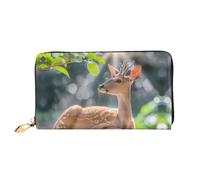 JDFHGNU Portefeuille pour femme avec motif cerf accroupi, portefeuille à longue pochette, porte-cartes de crédit, porte-monnaie de voyage, noir, taille unique, Noir , Taille unique