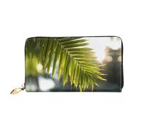 JDFHGNU Portefeuille pour femme, motif feuille de bambou, portefeuille à longue pochette, porte-cartes de crédit, porte-monnaie de voyage, noir, taille unique, Noir , Taille unique
