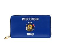JDFHGNU Wisconsin State Flag Pattern Women Wallet, Long Clutch Wallet, Credit Card Holder Wallet, Travel Coin Purse Black, One Size, Noir , Taille unique