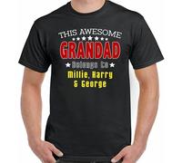 JDGAALML Awesome Grandad T-Shirt Personalised This Belongs to Mens Funny Father's Day Black Manches Courtes(Medium)