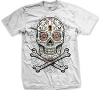 JDGAALML Dia De Los Muertos Floral Skull Day of The Dead Mens T-Shirt White Manches Courtes(X-Large)