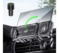 JDHDL Support de chargeur de voiture sans fil, auto-serrant 15 W, double bobine, rotation à 90°, support de téléphone de voiture, chargeur sans fil pour Samsung Galaxy Z Fold 7/6/5/4/3, Z Flip, Galaxy