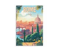 Jdheeh Poster vintage de voyage de Rome Italie sur toile Décoration murale 20 x 30 cm