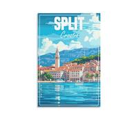Jdheeh Poster vintage de voyage en Croatie sur toile Décoration murale 30 x 45 cm