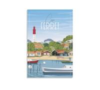 Jdheeh Poster vintage sur toile CAP FERRET - Décoration murale - 30 x 45 cm