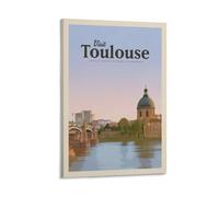 Jdheeh Poster vintage sur toile de voyage de Toulouse pour décoration murale 20 x 30 cm