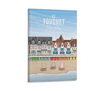 Jdheeh Poster vintage sur toile Le Touquet Paris Plage - Décoration murale - 20 x 30 cm