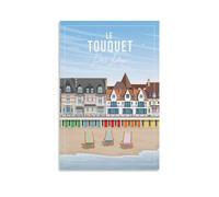 Jdheeh Poster vintage sur toile Le Touquet Paris Plage - Décoration murale - 50 x 75 cm