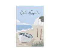 Jdheeh Poster vintage sur toile représentant la côte d'opale - Décoration murale - 30 x 45 cm