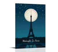 JDHUOXIAO Poster de minuit à Paris - Art mural esthétique - Peinture pour salon, chambre à coucher - 60 x 90 cm - Style cadre