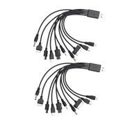 JDIEOQA 2 pièces Câble USB 10 en 1 multifonction 20 cm, compatible avec Smartphone, Lecteur de musique, Appareil photo