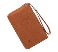 JDIEOQA Étui à cartes compact en PU avec fermeture éclair et bloqueur Compartiments spacieux pour une gestion efficace du crédit et des licences. Portefeuille multicouche, marron, Mass Beauty