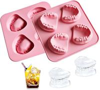 JDIEOQA Lot de 2 moules à glaçons en silicone avec 4 trous - Cadeau amusant pour les dentistes et les personnes âgées - Outils et gadgets spéciaux