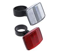 JDIEOQA Lot de 2 réflecteurs de vélo - Réflecteurs de lumière arrière avant pour guidon, selle, barre - Pour VTT et moto (rouge + blanc)