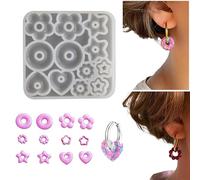 JDIEOQA Moule en résine époxy Moules en Silicone pour Moulage en Silicone moules Porte-clés Bijoux en résine Coeur étoile Fleur Boucles d'oreilles moules résine époxy Accessoires pour la