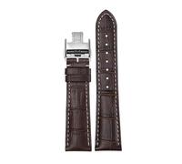 JDIME Bracelet de montre adapté pour Longines célèbre artisan Phase de lune Comcast magnifique boucle papillon en cuir véritable interdiction de montre originale(Brown Silver Butterf,21mm)