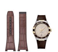 JDIME Bracelet de montre de remplacement pour Omega Constellation, série Double Eagle, Manhattan, en caoutchouc, cuir de vache, bracelet d'observation masculin, encoche 25-14mm(Brown-No buckle)