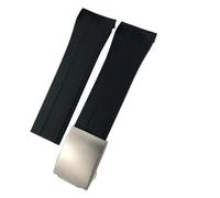 JDIME Bracelet de montre en caoutchouc de Silicone, 21mm 22mm, remplacement pour MIDO M026 Ocean Star HydroConquest, bracelet de montre de Sport étanche(Black silver clasp2,21mm)