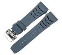JDIME Bracelet de montre en caoutchouc et Silicone, 25mm, pour Richard Mille, boucle pliante en acier inoxydable, bracelet bleu, accessoires de montre, bracelet bleu(Gray,25mm Silver Buckle)