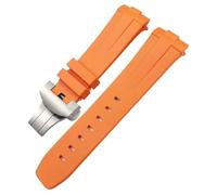 JDIME Bracelet de montre en caoutchouc naturel à extrémité incurvée de 24mm, pour Panerai LUMINOR SUBMERSIBLE PAM, bracelet de montre étanche en Silicone, boucle papillon(Orange Butterfly)