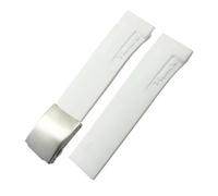 JDIME Bracelet de montre en caoutchouc naturel adapté pour Tissot T048.417/T048.427 T-RACE T048 bracelet de montre en Silicone de sport souple boucle pliante(White silver,20mm)