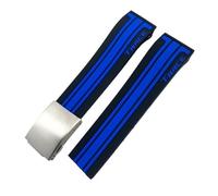 JDIME Bracelet de montre en caoutchouc naturel adapté pour Tissot T048.417/T048.427 T-RACE T048 bracelet de montre en Silicone de sport souple boucle pliante(Black blue silver,21mm)