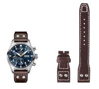 JDIME Bracelet de montre en cuir véritable, 20mm 21mm 22mm, pour IWC grand pilote lance-flammes petit Prince Mark, Bracelet à ongles en saule(Brown no buckle,21mm)