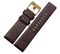 JDIME Bracelet de montre en cuir véritable, 22mm 24mm 26mm 28mm 30mm, pour diesel DZ7259 DZ7256 DZ7265(Brown gold,32mm)