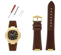 JDIME Bracelet de montre en FluoroSilicone de qualité pour Patek Philippe Sport élégant série Nautilus 5711/5712/5980 Bracelet de montre étanche Bracelet mâle(B Black gold)