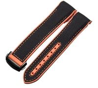 JDIME Bracelets de montre en caoutchouc et Silicone, 20mm 22mm, en Nylon, pour Omega, Seamaster 300m GMT Chrono 600m Planet Ocean 215(Black Orange Black,22mm)