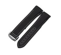 JDIME Bracelets de montre en caoutchouc et Silicone, 20mm 22mm, en Nylon, pour Omega, Seamaster 300m GMT Chrono 600m Planet Ocean 215(Black White Silver,22mm)