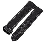 JDIME Bracelets de montre en caoutchouc et Silicone, 20mm 22mm, en Nylon, pour Omega, Seamaster 300m GMT Chrono 600m Planet Ocean 215(Black White Black,20mm)