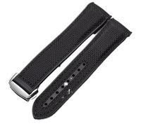 JDIME Bracelets de montre en caoutchouc et Silicone, 20mm 22mm, en Nylon, pour Omega, Seamaster 300m GMT Chrono 600m Planet Ocean 215(Black Silver,22mm)