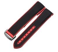 JDIME Bracelets de montre en caoutchouc et Silicone, 20mm 22mm, en Nylon, pour Omega, Seamaster 300m GMT Chrono 600m Planet Ocean 215(Black Red Silver,22mm)