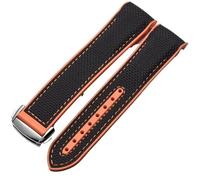 JDIME Bracelets de montre en caoutchouc et Silicone, 20mm 22mm, en Nylon, pour Omega, Seamaster 300m GMT Chrono 600m Planet Ocean 215(Black Orange Silver,22mm)