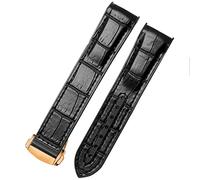 JDIME EXTRE CURVE VOLICE CUIR SILICONE COUTILLE BANDE POUR O-MEGA S-Eamaster 007 Bracelet de sangle imperméable du poignet avec boucle pliante Bleu(Black rose gold,20mm)