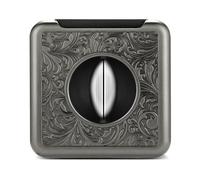 JDIME Outil professionnel 4 en 1 coupe-cigare, coupe en V de précision et tondeuse plate avec support pliable, accessoire en métal à motifs artistiques, outil à main multifonction (D)