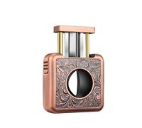 JDIME Outil professionnel 4 en 1 coupe-cigare, coupe en V de précision et tondeuse plate avec support pliable, accessoire en métal à motifs artistiques, outil à main multifonction (C)