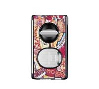 JDIME Outil professionnel 5 en 1 coupe-cigare, coupe en V de précision et tondeuse plate avec support caché, accessoire en métal à motifs artistiques, outil multifonction portable (O)