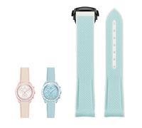 JDIME Pour Omega X Swatch Joint MoonSwatch Sports célestes 20mm bracelet de montre extrémité incurvée bracelets de montre nouveaux bracelets de montre en caoutchouc Silicone(Blue 3)