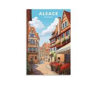Jdjdu Affiche vintage de voyage Alsace France Cadeau Décoration murale Poster Toile Art Poster