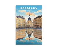 Jdjdu Affiche vintage de voyage Bordeaux, France, cadeau, décoration murale, peinture, affiche sur toile, art mural