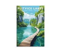 Jdjdu Affiche vintage de voyage du parc national des lacs de Plitvice - Cadeau - Décoration murale - Poster sur toile