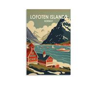 Jdjdu Affiches de voyage vintage Norvège îles Lofoten Cadeau Décoration murale Poster Toile Art Poster