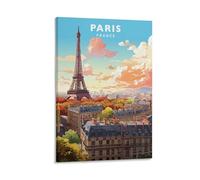 Jdjdu Poster de voyage vintage Paris France Cadeau Décoration murale Poster Toile Art Poster