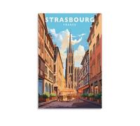 Jdjdu Poster vintage de voyage France Strasbourg Cadeau Décoration murale Poster Art sur toile