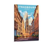 Jdjdu Poster vintage de voyage France Strasbourg Cadeau Décoration murale Poster Toile Art Poster