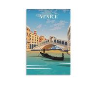 Jdjdu Poster vintage de voyage italien, ponts d'arche de Venise, cadeau, décoration murale, affiche sur toile