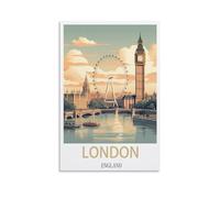 Jdjdu Poster vintage de voyage Londres Angleterre Cadeau Décoration murale Poster Toile Art Poster